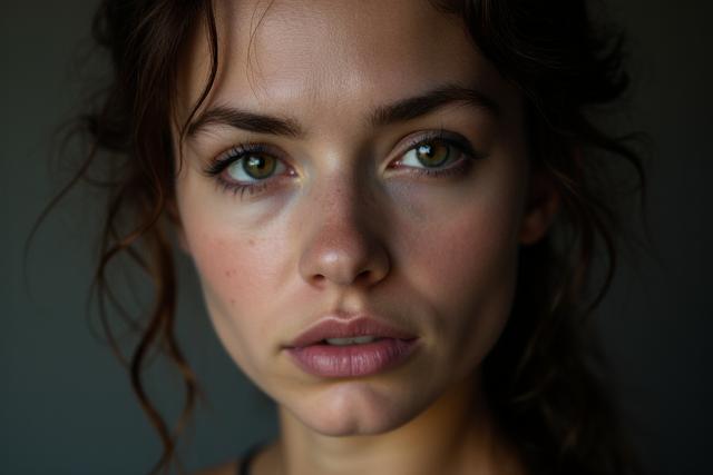 Potret wanita dengan ekspresi mendalam