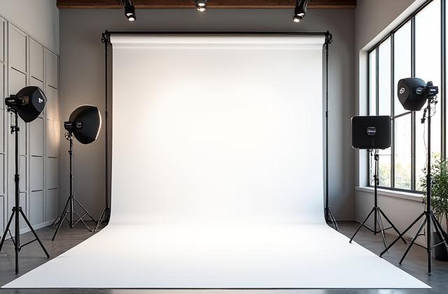 Pandangan dalam studio fotografi Mutiara Foto yang moden dan profesional